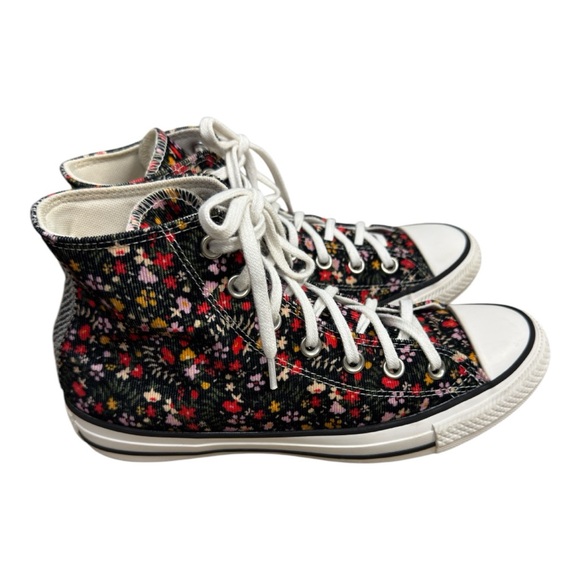 Converse All Star Hi BLACK FLORAL SneakerWomen’s Size 8 Unique Corduroy Style - Picture 3 of 7
